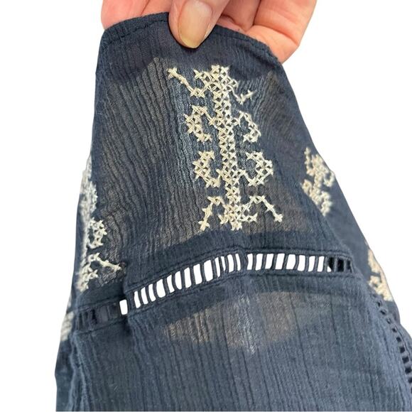 Anthropologie Monoreno Cross-Stiched Tunic, Boho, festival, Hippie Blue/White, M - Picture 6 of 10